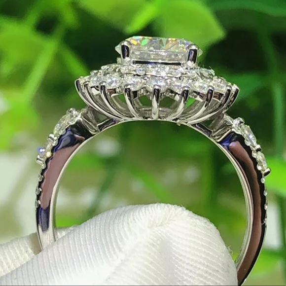 💎 925 Sterling Silver White Sapphire Diamond Ring - Picture 4 of 5